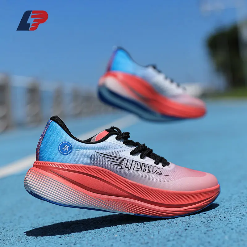 ODM Lightweight Carbon Running Shoes Breathable Flyknit Trainers with Dual-Density Midsole, Full Palm Carbon Plate and Non-Slip Rubber Outsole for Stable Speed Performance Factories, Supplier