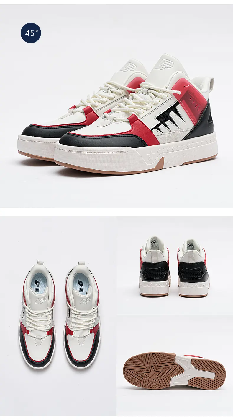 ODM Cushioned Sneakers Non-Slip Wear-Resistant Shoes with Foam Ankle Collar and Stitched Leather Mesh Design Factory, Supplier