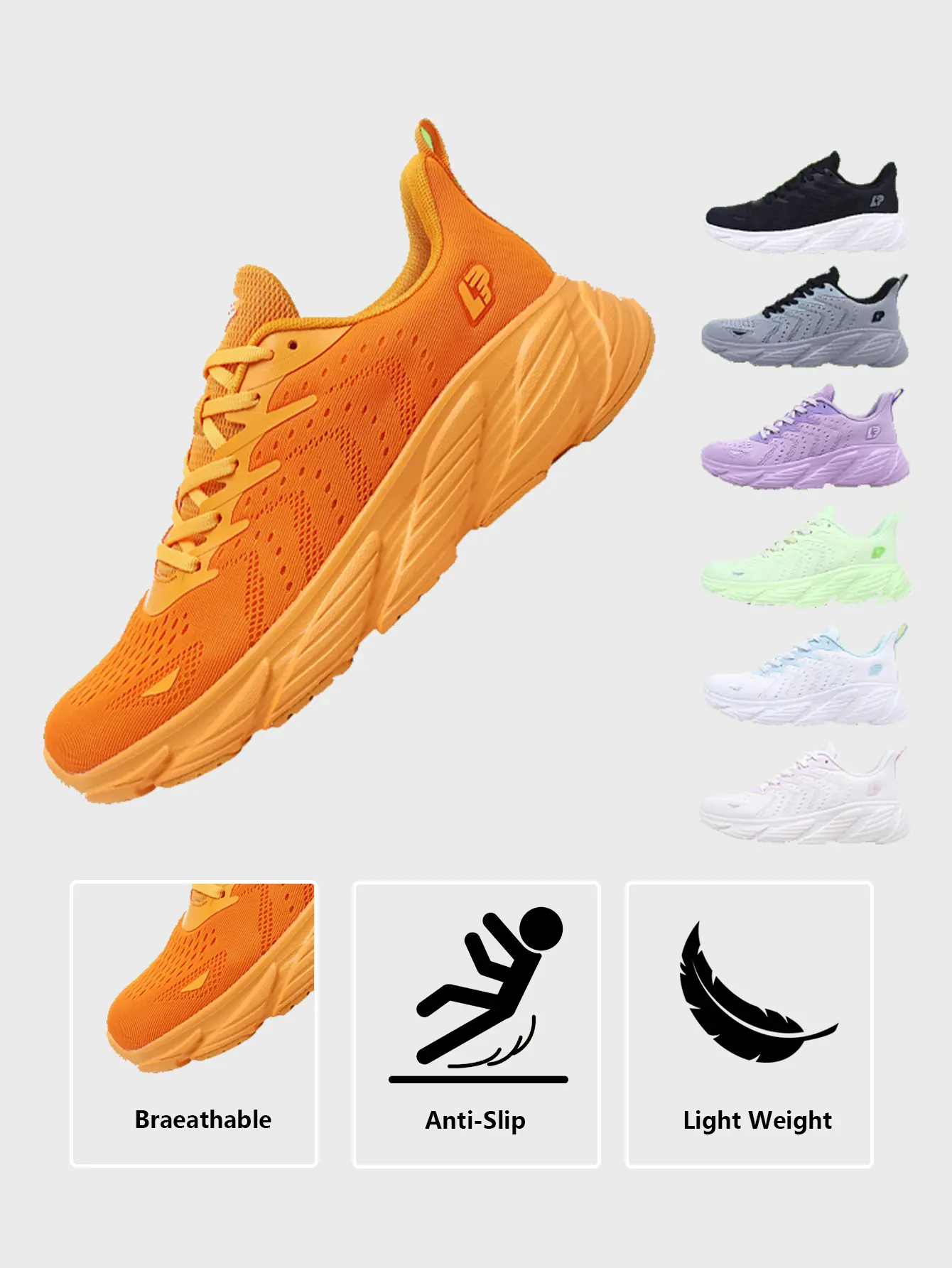 ODM Lightweight Running Shoes Cushioned Sneakers with Shock Absorption Ankle Support and Non-Slip Rubber Sole Factories, Suppliers
