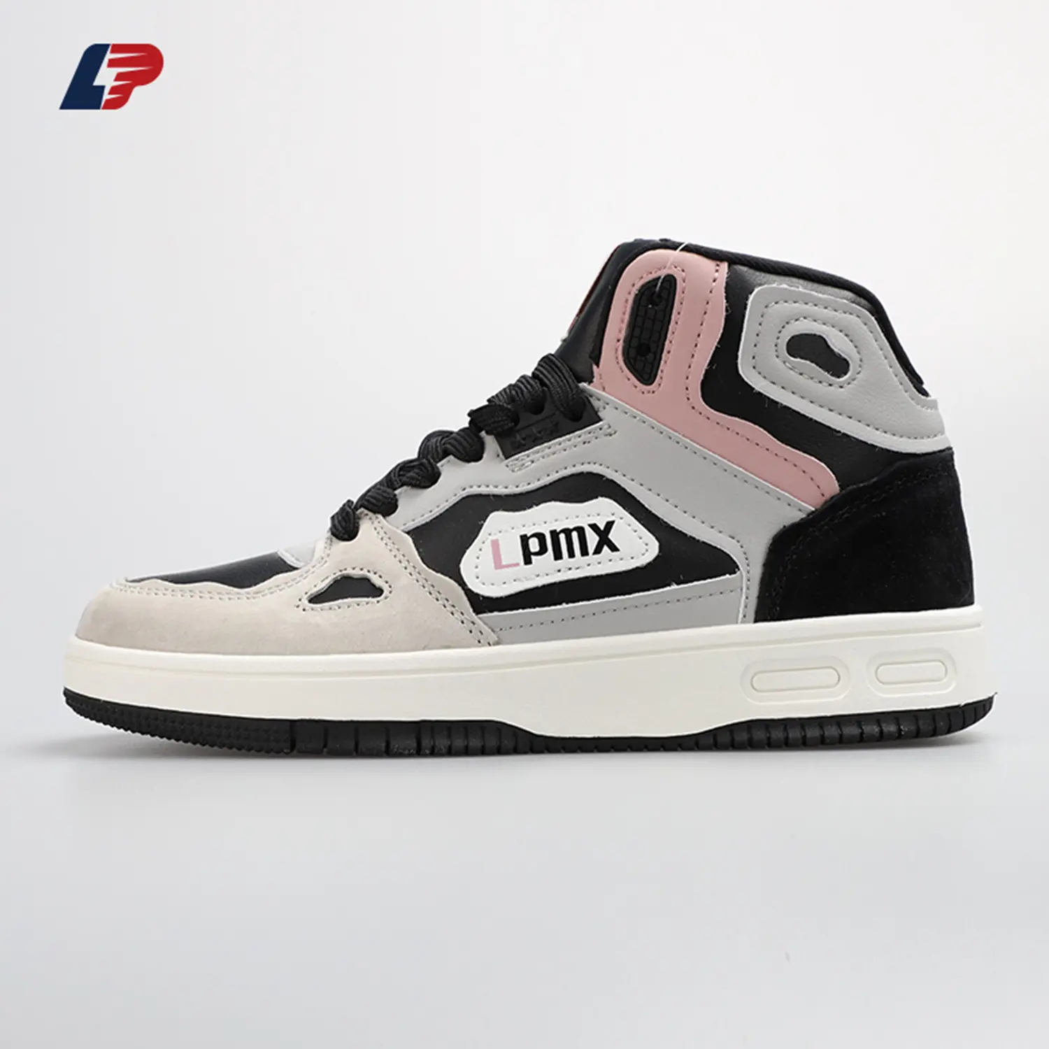 ODM High-Top Sneakers Retro PU Leather Skate Shoes with Cushioned Sole Available in 4 Colors Manufacturers, Supplier
