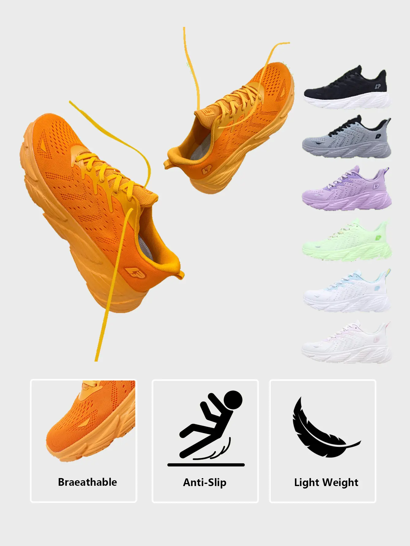 ODM Lightweight Running Shoes Cushioned Sneakers with Shock Absorption Ankle Support and Non-Slip Rubber Sole Factories, Suppliers