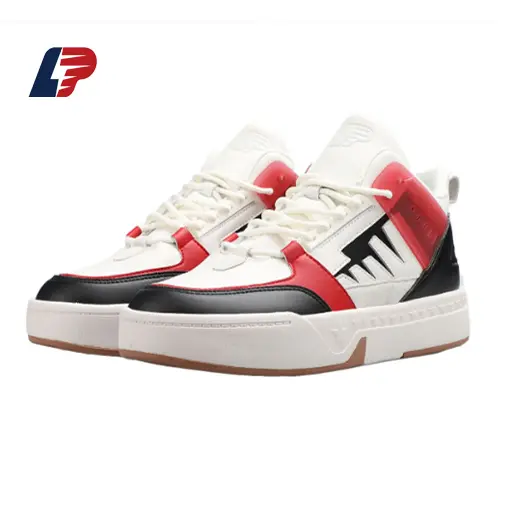 ODM Cushioned Sneakers Non-Slip Wear-Resistant Shoes with Foam Ankle Collar and Stitched Leather Mesh Design Factory, Supplier