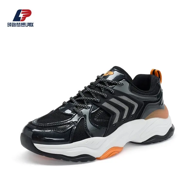 OEM Men's Breathable Mesh Stitching Leather Non-Slip Rubber Sole Sport Shoes Factories, Suppliers