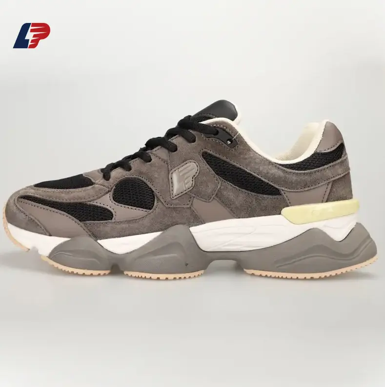 ODM Men's Leather Stitching Mesh Breathable Comfortable Rubber Non-Slip Wear-Resistant Sole Sport Shoes Manufacturers, Supplier