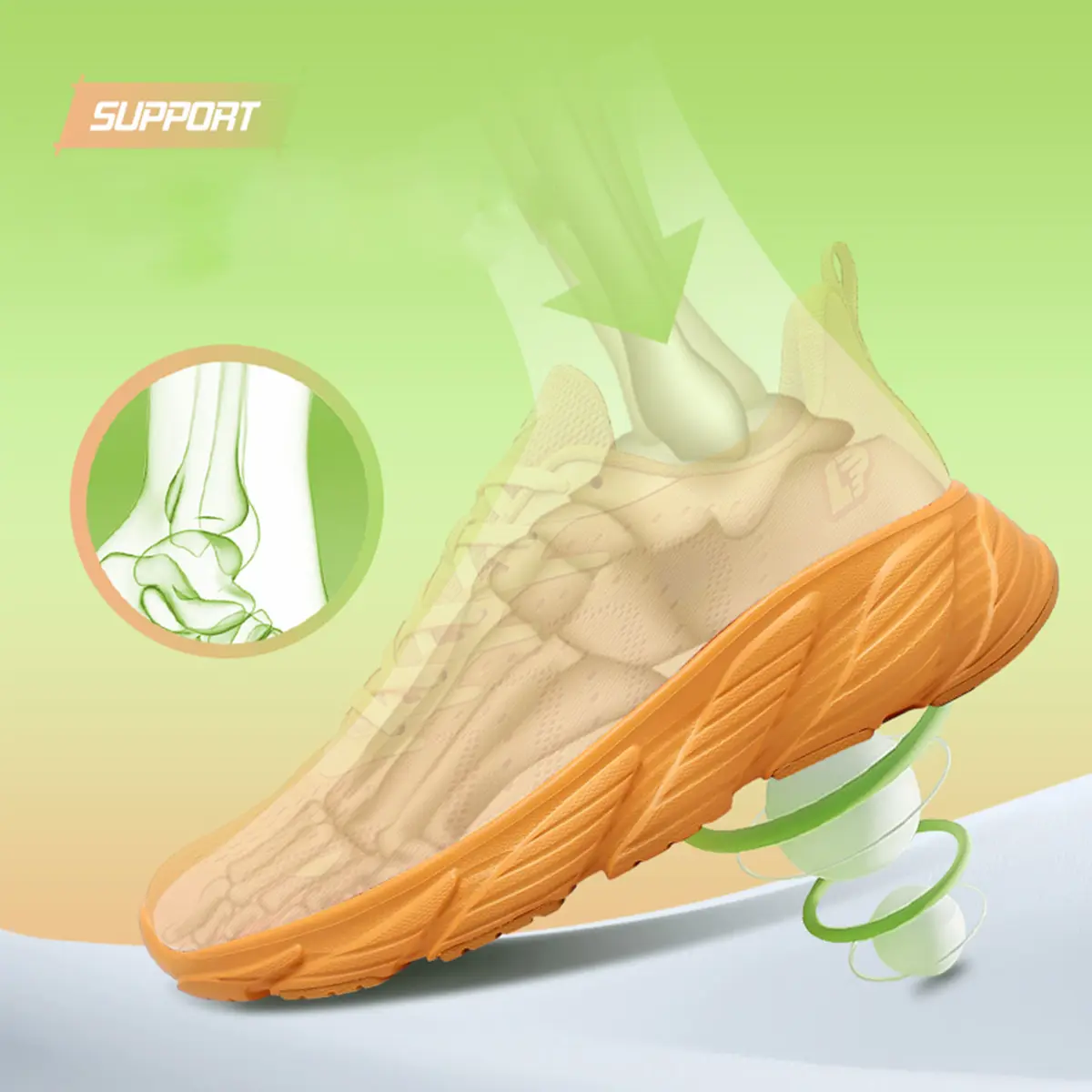 ODM Lightweight Running Shoes Cushioned Sneakers with Shock Absorption Ankle Support and Non-Slip Rubber Sole Factories, Suppliers