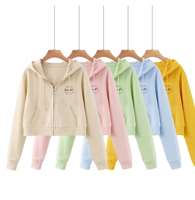 ODM Wholesale Custom 100% Cotton Sweatshirt Women Zip-Up Oversized Crop-Topped Fleece Hoodie Breathable Sustainable Anti-Pilling Exporters, Companies