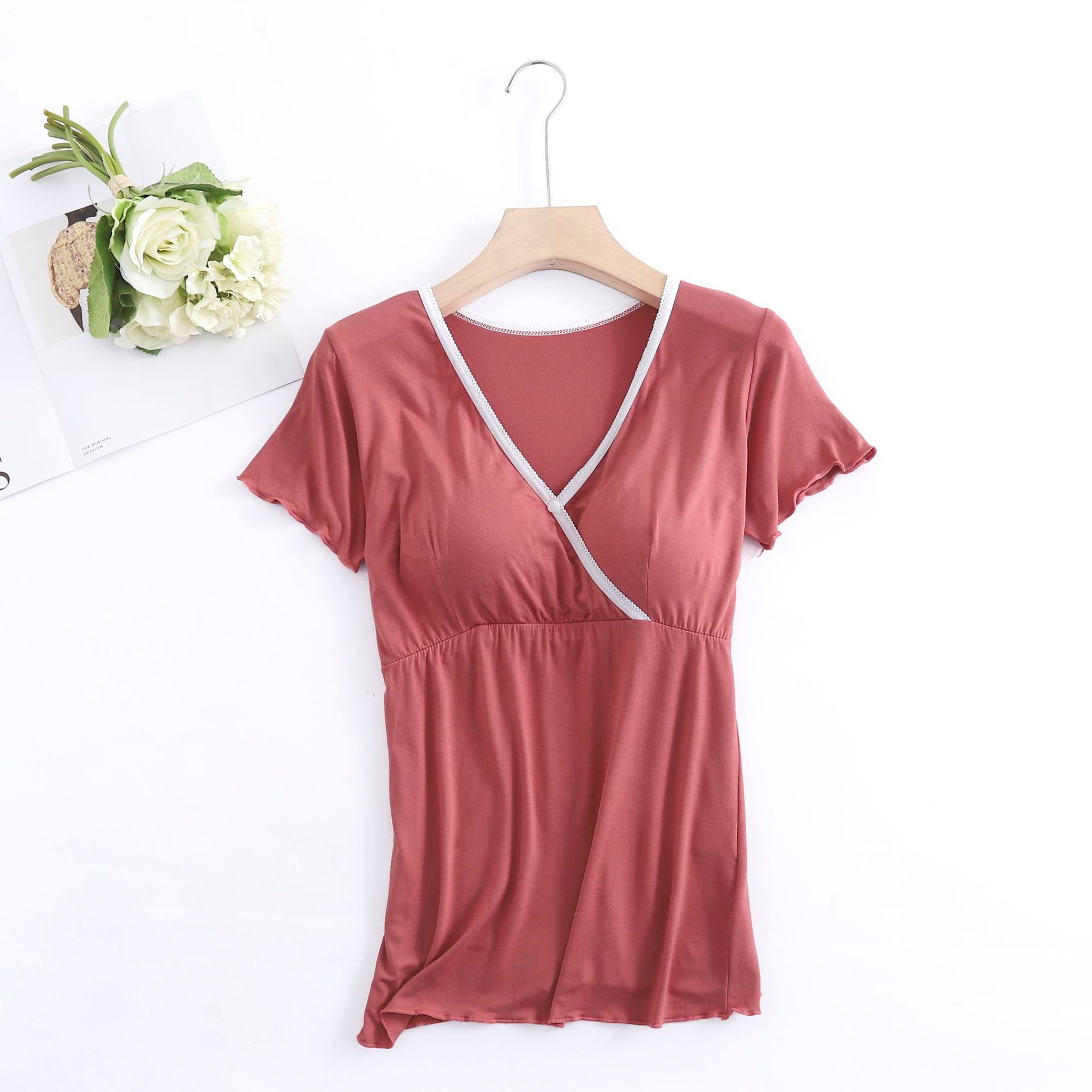Cheap Summer Thin Modal Pregnant Women's Short-sleeved T-shirt Nursing Clothes Top Manufacturers, Company