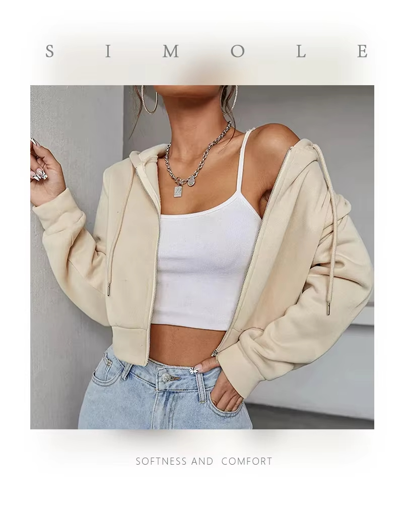 ODM Wholesale Custom 100% Cotton Sweatshirt Women Zip-Up Oversized Crop-Topped Fleece Hoodie Breathable Sustainable Anti-Pilling Exporters, Companies