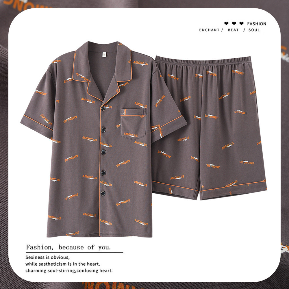 Wholesale Pijamas De Algodón Puro Hombres De Manga Corta Delgado Casual Cardigan Solapa Hombres Loungewear Set Suppliers, Products