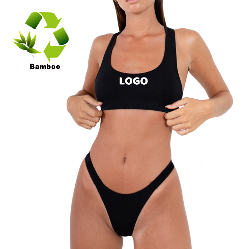 Famous ECOGARMENTS Bamboo Women Bra And Panties Custom Logo Knit Letter Size Bra Set Suppliers, Service