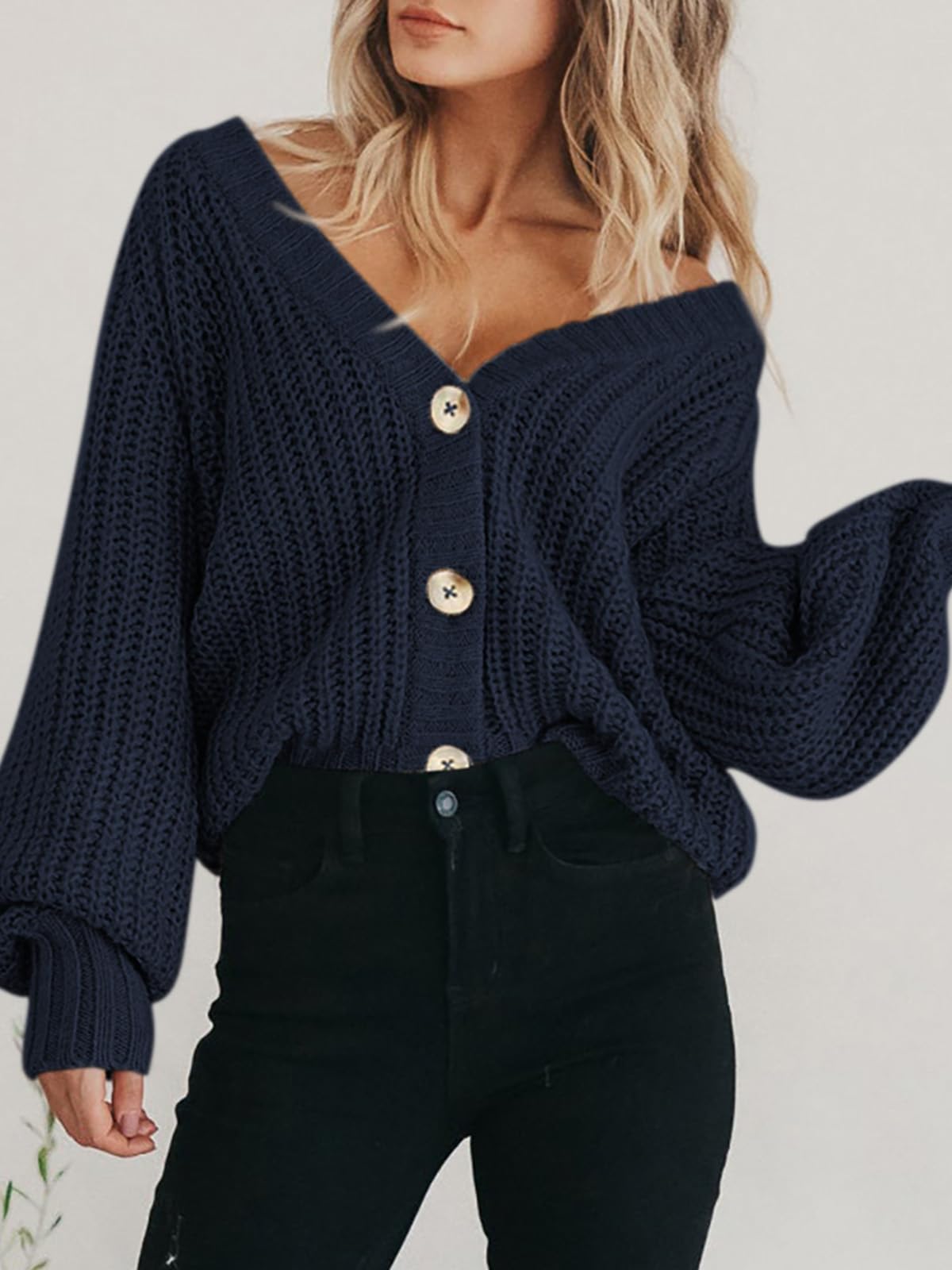 CE Certification Women's Chunky Knit Sweater, Front-Opening Cardigan Coat, Long-Sleeved Buttoned Loose-Fit Short Cardigan Jacket Quotes, Product