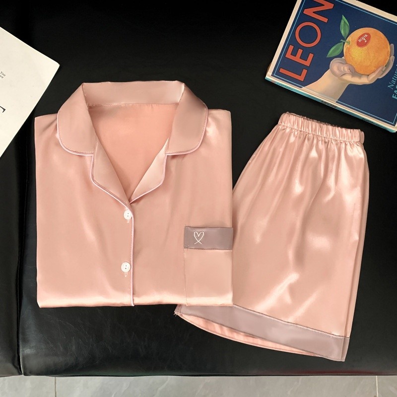 OEM Women's Pajama Sets Ice Silk Short Sleeve And Shorts Solid Color Sweet Temperament Home Clothing Set Pricelist, Exporter