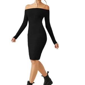 CE Certification ECOGARMENTS BASICS Solid Off Shoulder Bodycon Dress