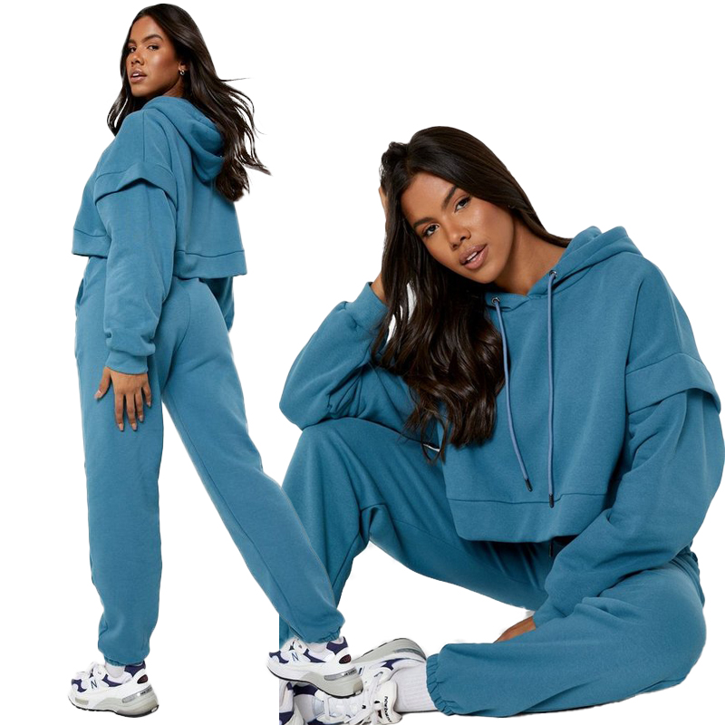 OEM ECOGARMENTS SHOULDER DETAIL HOODED TRACKSUIT Quotes, Exporters