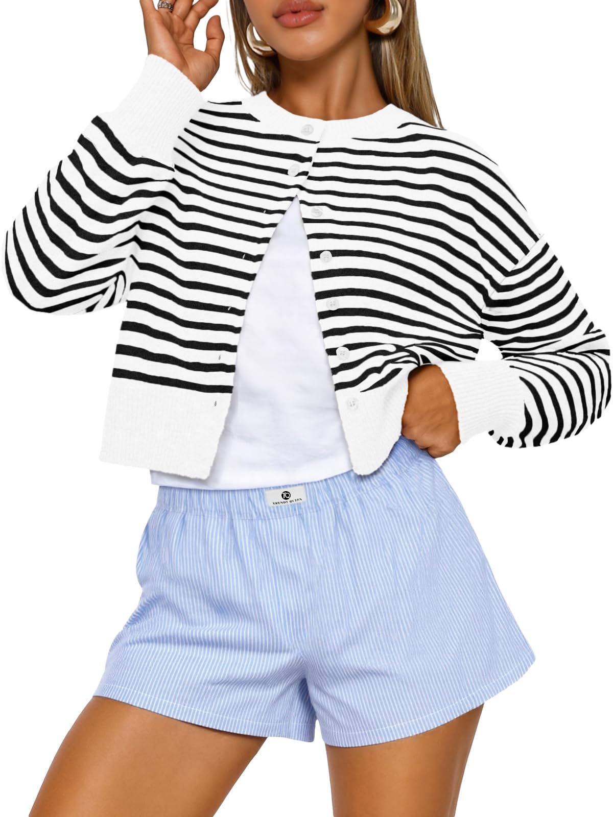 OEM Fashion Queen Short Cardigan Sweater for Women, Lightweight Exposed Belly Knit Y2k Sweater, Autumn Fashion Sweater Factory, Exporter