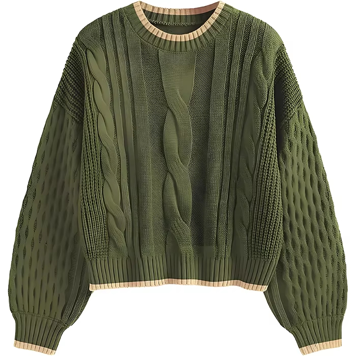 OEM Custom Logo OEM & ODM Women's Long-Sleeved Jacquard Knit Sweater Ladies Pullover Knit Clothing Winter Knit Sweater for Women Manufacturer, Suppliers