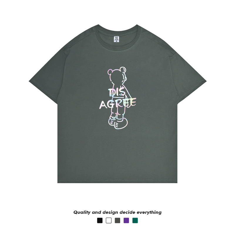 Best Custom High Quality 210 gsm Cotton T Shirts Embossed Printed T Shirts Men's Laser Bright Reflective Unisex T Shirts Supplier, Suppliers