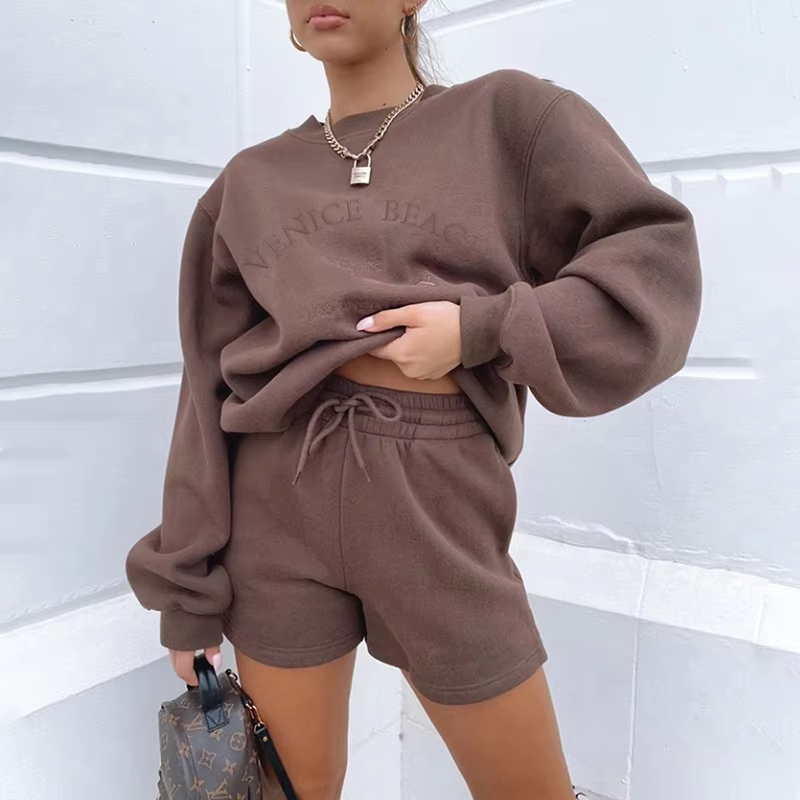 China Wholesale Custom Printed Long Sleeve Streetwear Hoodie Sweatshirt Women 3D Logo Embossed Crew Neck Sweatshirt Manufacturer, Companies