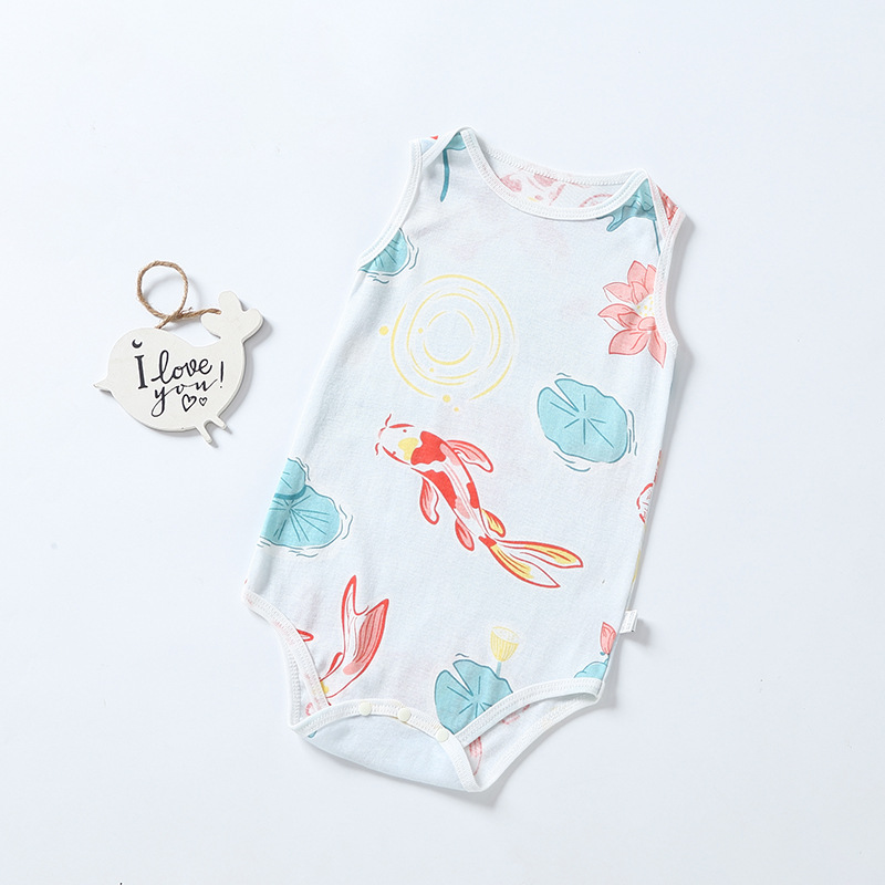 Wholesale ECOGARMENTS Summer Baby Triangle Romper Organic Cotton Sleeveless Vest Factory, Pricelist
