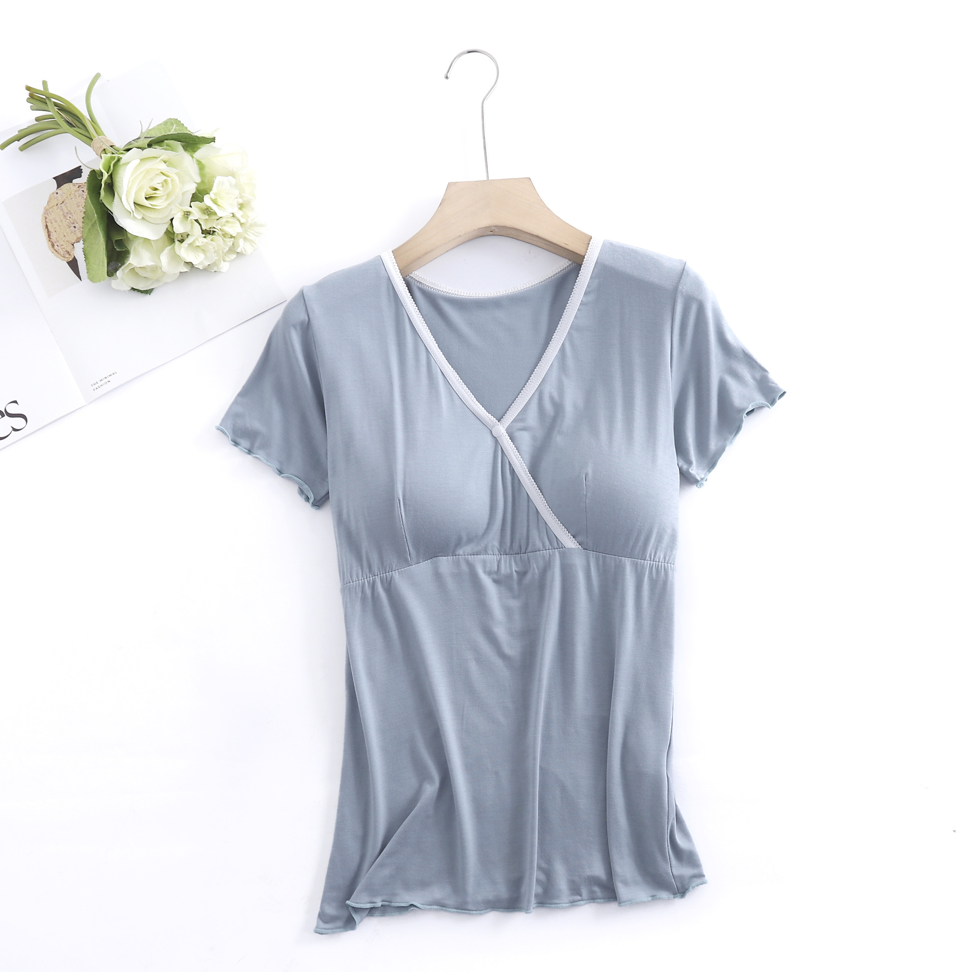Cheap Summer Thin Modal Pregnant Women's Short-sleeved T-shirt Nursing Clothes Top Manufacturers, Company