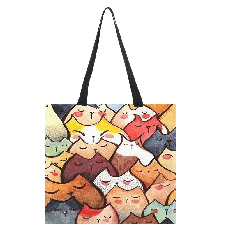 Wholesale Oil painting cat pattern environmental protection large capacity cloth bag Supplier, Factories