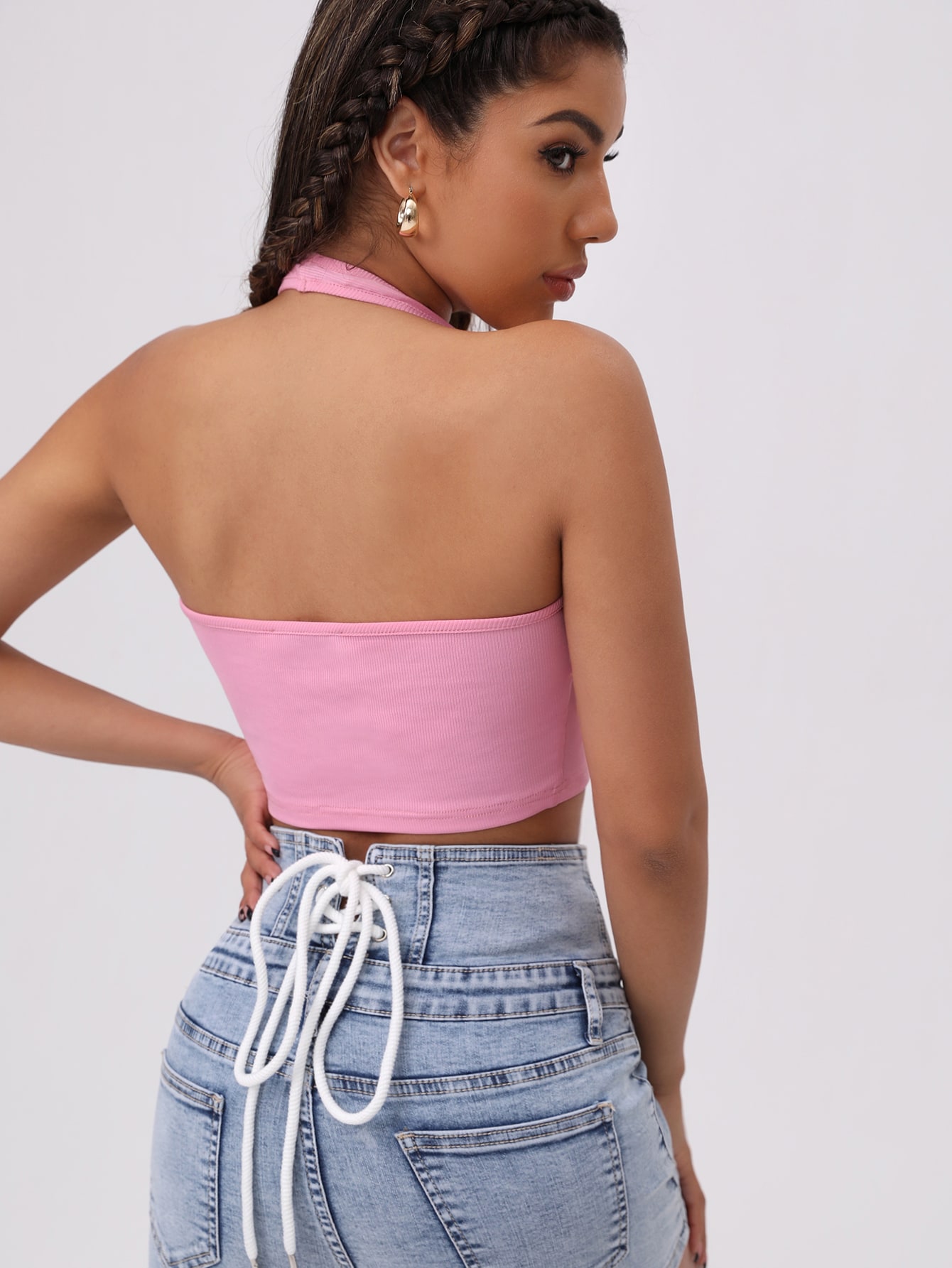 CE Certification Crisscross Tied Backless Rib Knit Crop Top Exporter, Companies