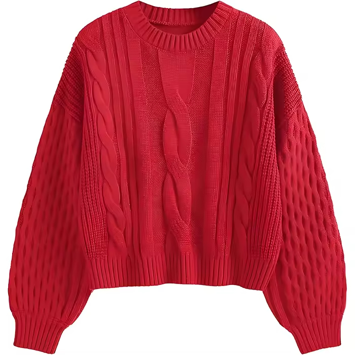 OEM Custom Logo OEM & ODM Women's Long-Sleeved Jacquard Knit Sweater Ladies Pullover Knit Clothing Winter Knit Sweater for Women Manufacturer, Suppliers