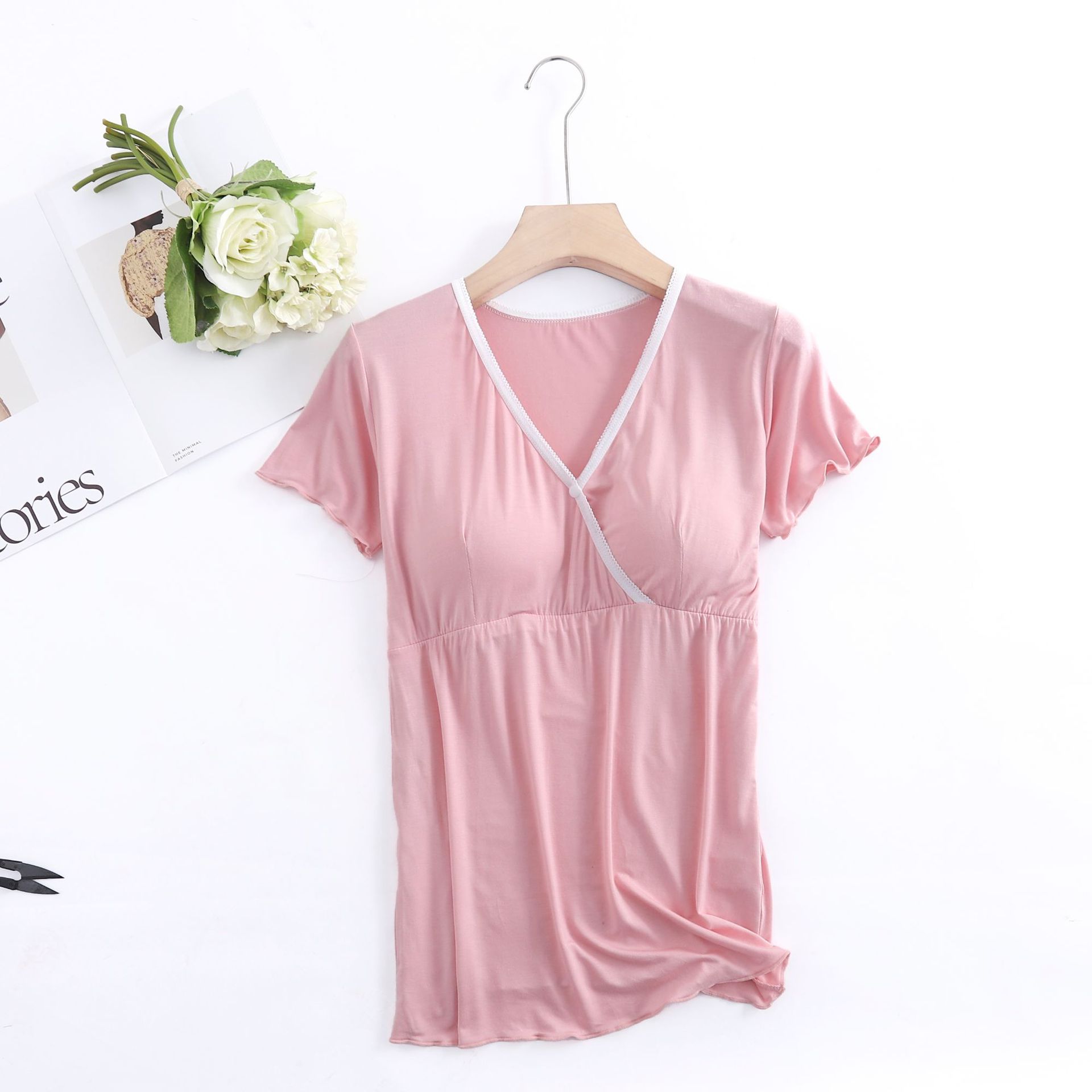 Cheap Summer Thin Modal Pregnant Women's Short-sleeved T-shirt Nursing Clothes Top Manufacturers, Company