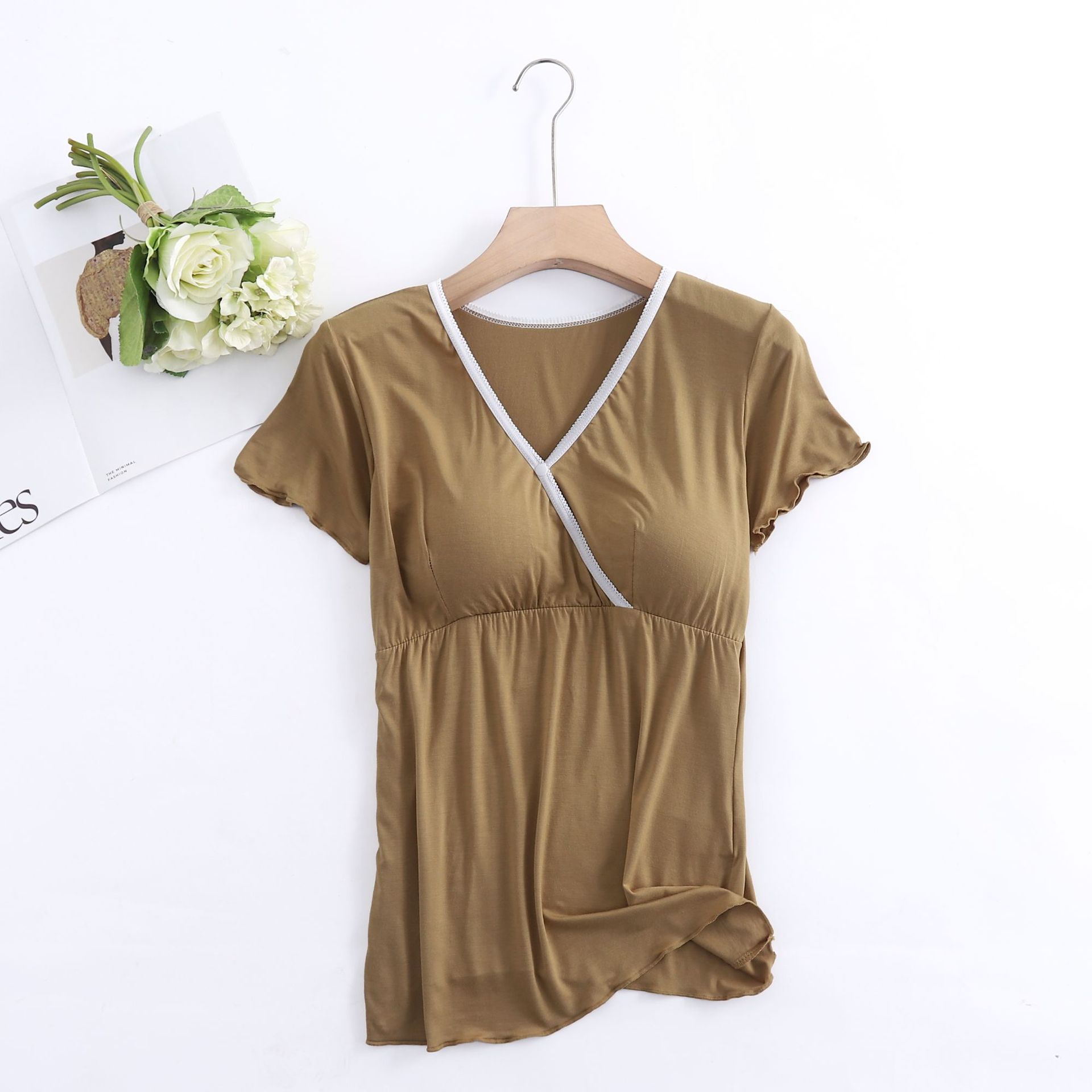 Cheap Summer Thin Modal Pregnant Women's Short-sleeved T-shirt Nursing Clothes Top Manufacturers, Company
