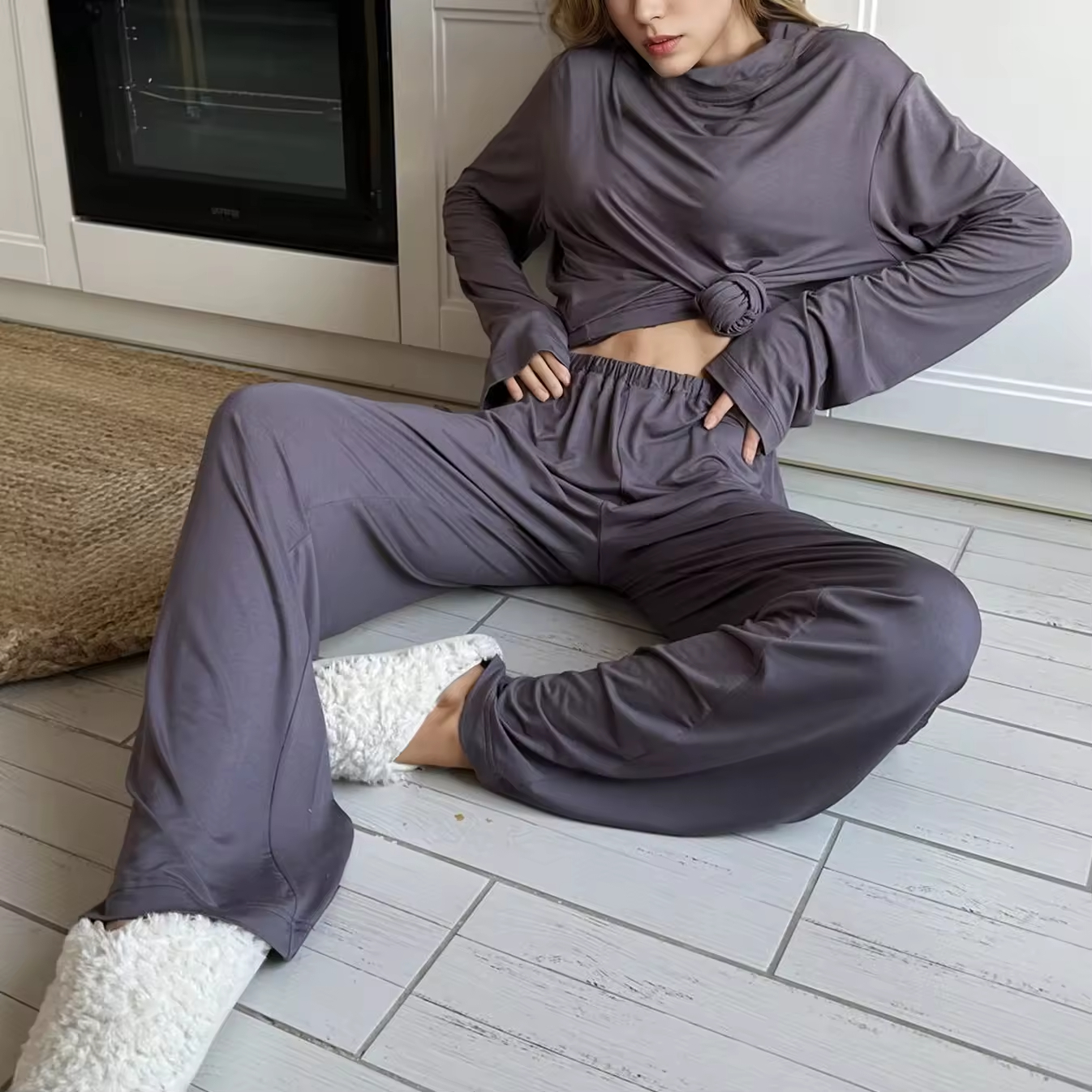 Custom Comfortable 100% Organic Cotton Casual Wear Breathable Sleepwear Set Women's Home Clothing Sleepwear Set Manufacturers, Pricelist