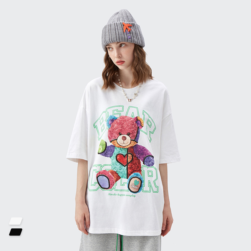 OEM ECOGARMENTS Rainbow Plush Bear Couple Short Sleeve T-Shirt Supplier, Factories