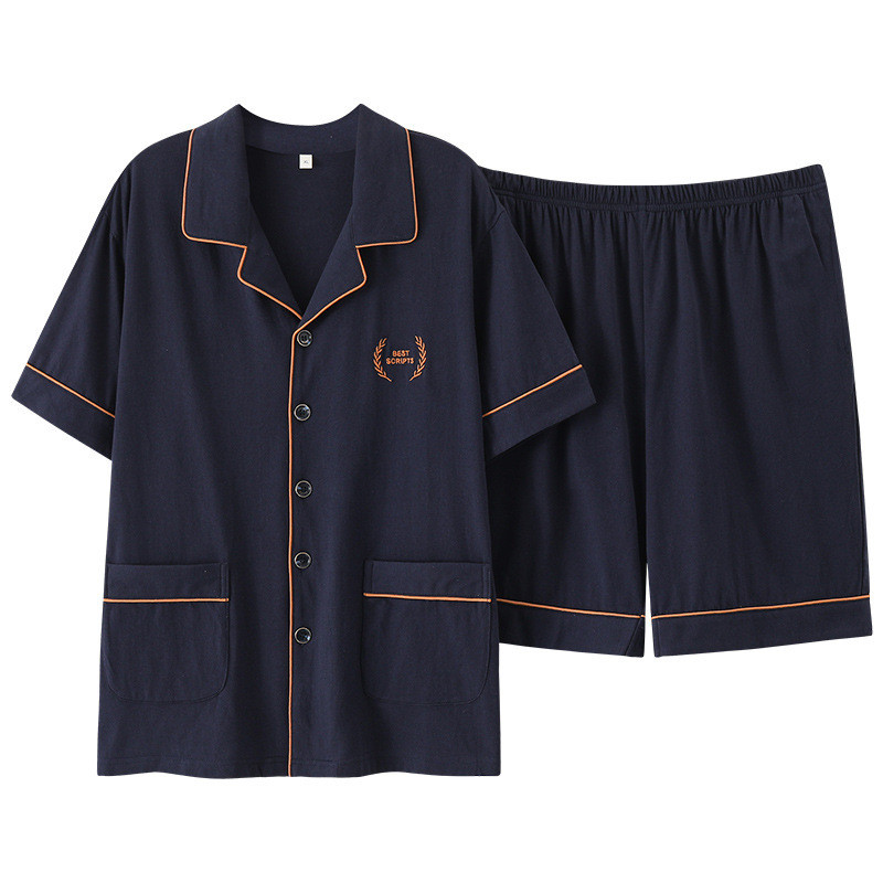 Wholesale Pijamas De Algodón Puro Hombres De Manga Corta Delgado Casual Cardigan Solapa Hombres Loungewear Set Suppliers, Products