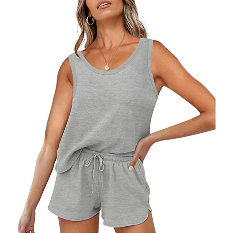 ODM Women Hemp V Neck Vest T shirts & Short Set Factories, Exporters