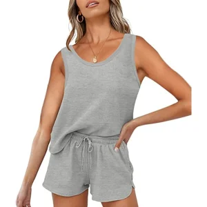 ODM women hemp v neck vest t-shirts short set Finland