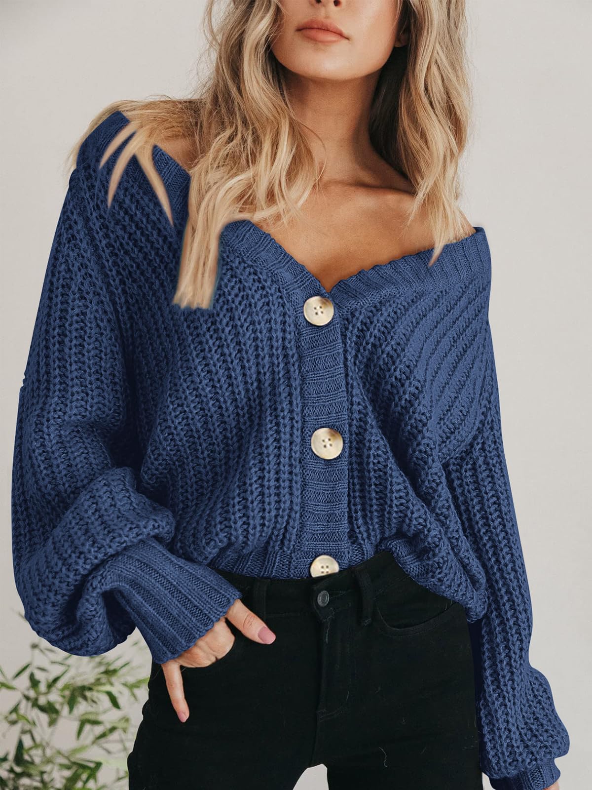 CE Certification Women's Chunky Knit Sweater, Front-Opening Cardigan Coat, Long-Sleeved Buttoned Loose-Fit Short Cardigan Jacket Quotes, Product
