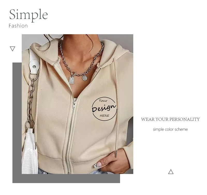 ODM Wholesale Custom 100% Cotton Sweatshirt Women Zip-Up Oversized Crop-Topped Fleece Hoodie Breathable Sustainable Anti-Pilling Exporters, Companies