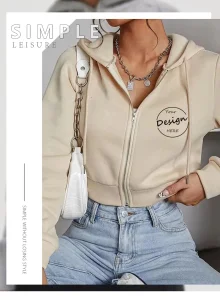 Custom Cotton Sweatshirt Women Zip-Up
