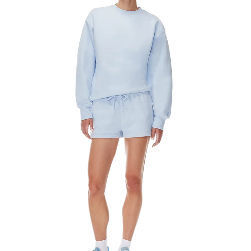 OEM ECOGARMENTS Relaxed Crew-neck Sweatshirt with Shorts Style,  In Fleece, Terry Fabric Products, Service