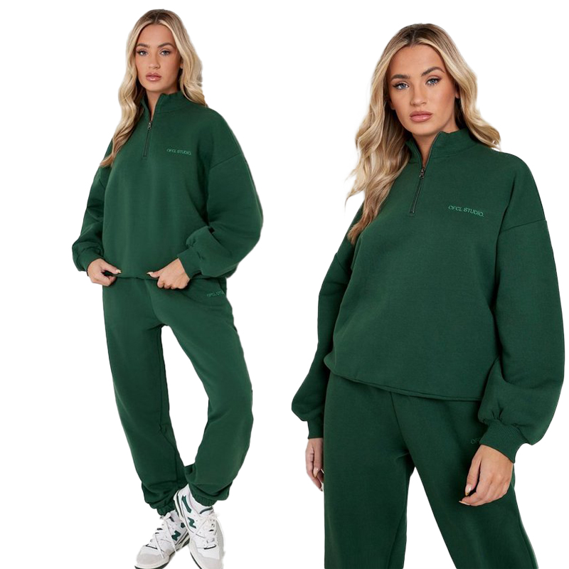 OEM ECOGARMENTS OVERSIZED HALF ZIP TRACKSUIT WITH BAMBOO FABRIC Suppliers, Product