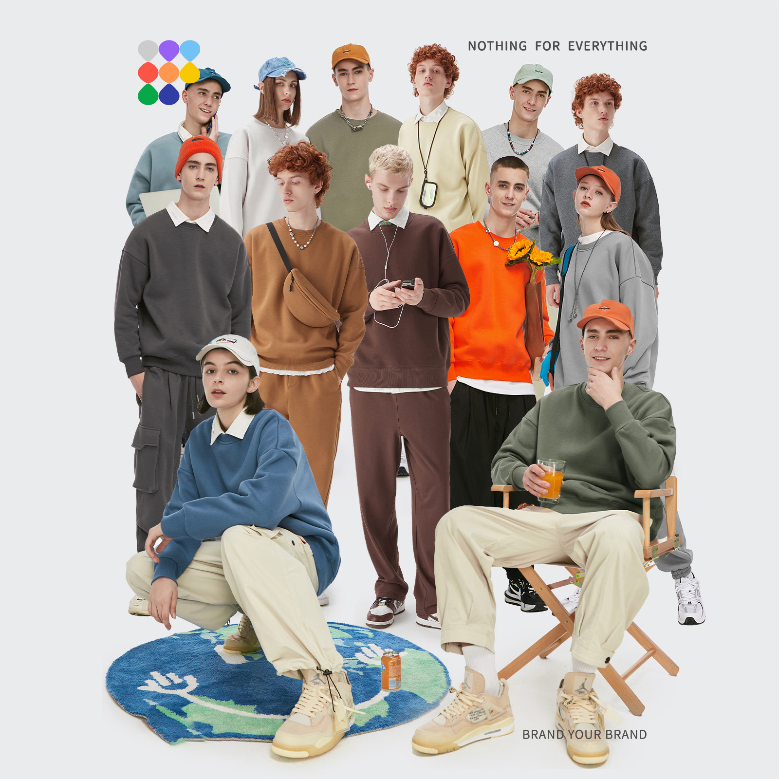 Famous 350g fleece loose solid color round neck sweater men Quotes, Company