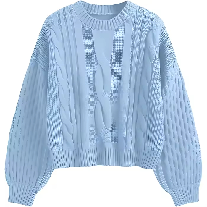 Famous Custom Logo OEM & ODM Women's Long-Sleeved Jacquard Knit Sweater, Ladies Crewneck Knit Clothing, Winter Knit Sweater for Women Companies, Service