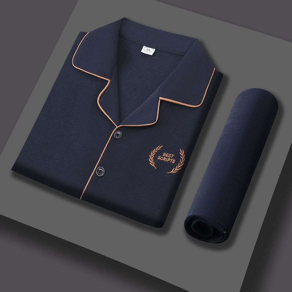 Wholesale Pijamas De Algodón Puro Hombres De Manga Corta Delgado Casual Cardigan Solapa Hombres Loungewear Set Suppliers, Products