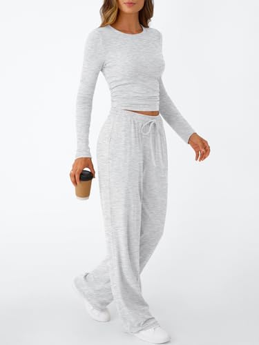 Cheap Women's 2-piece set: Casual suit, long-sleeved top with a slightly exposed navel, wide-leg pants, and casual sportswear Exporters, Companies