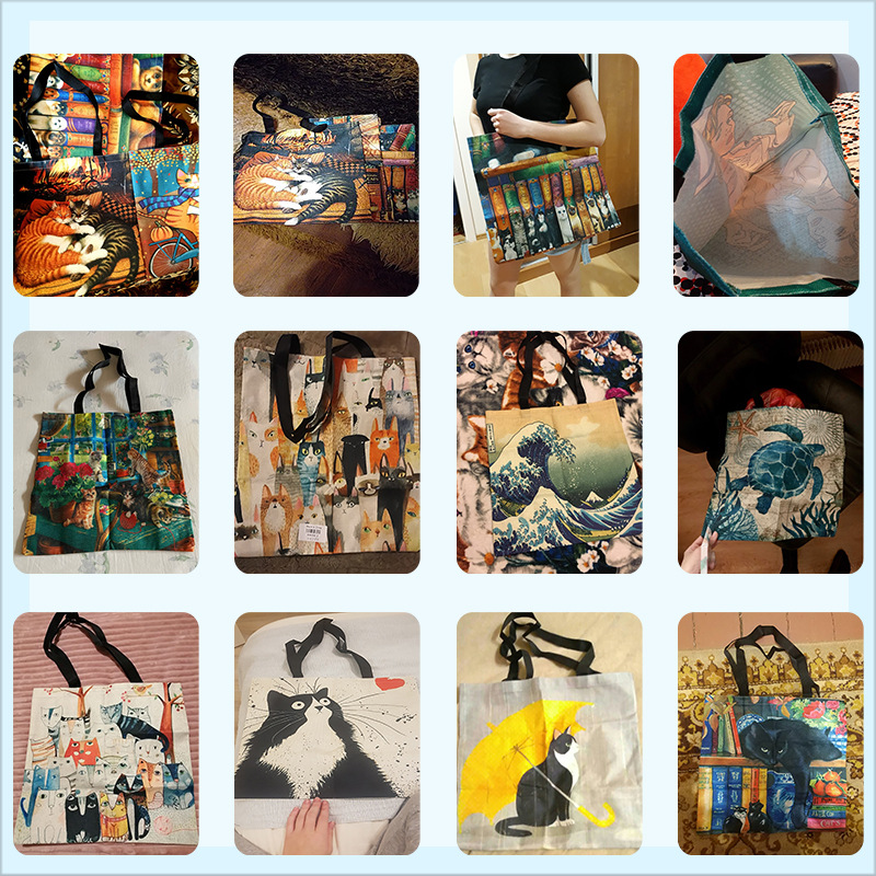 OEM 3D Digital Printing Waterproof Cotton Linen Daisy Printing Eco-friendly Shopping Bag Manufacturer, Product