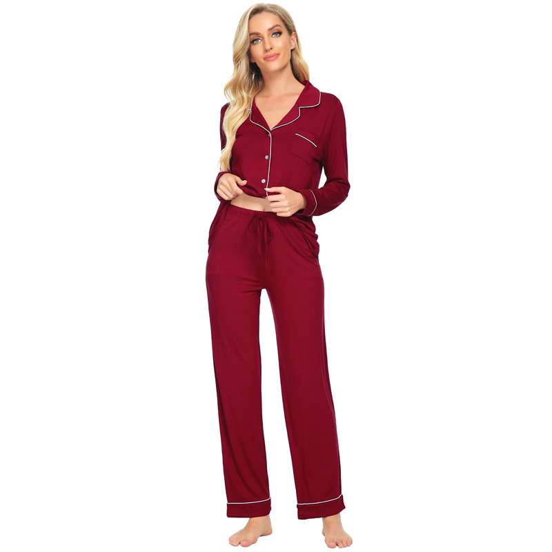 ODM ECOGARMENTS Bamboo Women Long Sleeve Sleepwear Button Down Nightwear Factories, Product