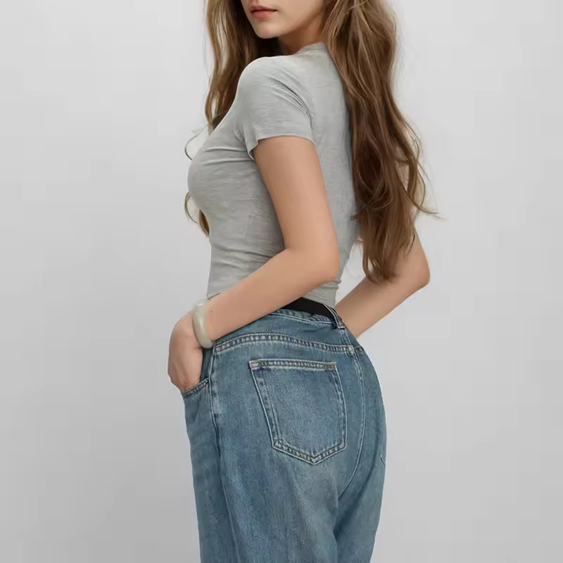 ODM Comfortable bamboo cotton t-shirt, women's tailored top, stretchy and breathable, round neck, slim fit, summer t-shirt Supplier, Factory