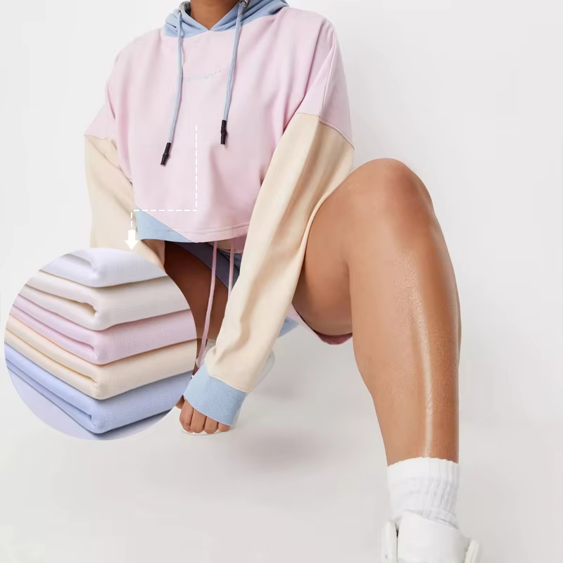 Best plus size  missguided colorblock cropped hoodie set patchwork hoodie Manufacturer, Pricelist