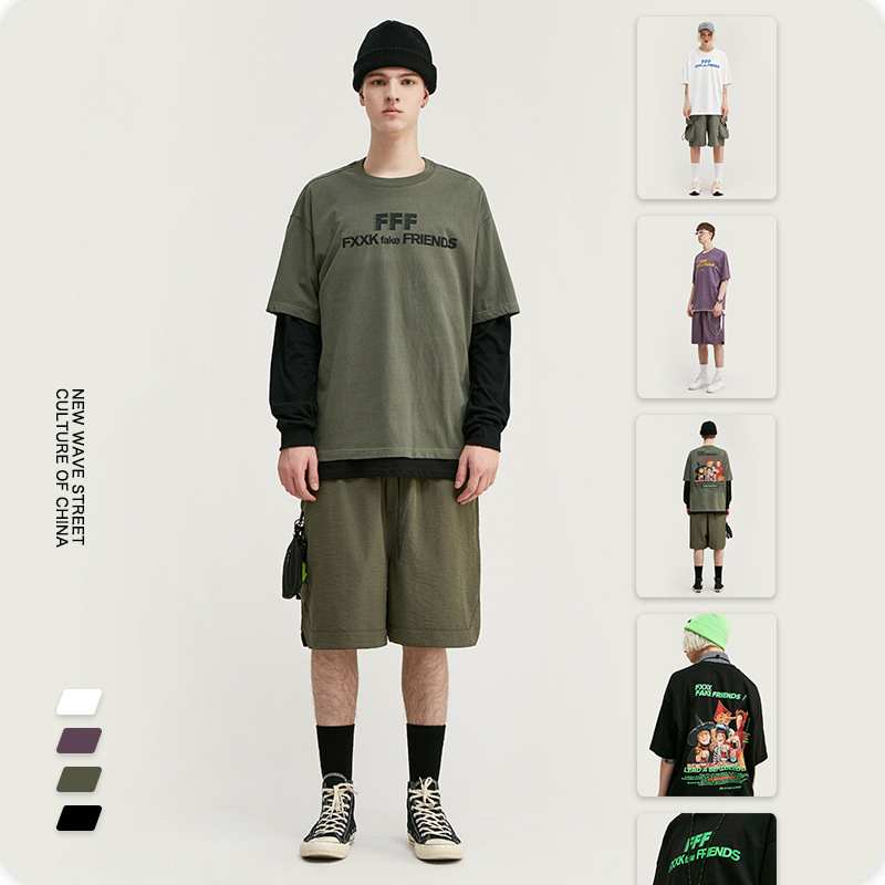 Best ECOGARMENTS Summer retro pictorial style Halloween fun cartoon print loose short-sleeved T-shirt Product, Products