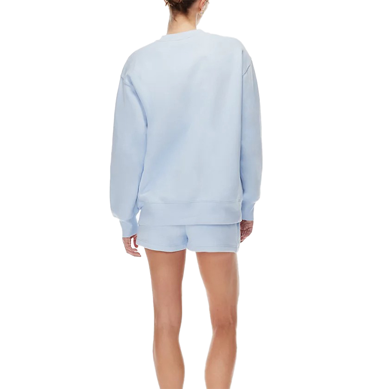 OEM ECOGARMENTS Relaxed Crew-neck Sweatshirt with Shorts Style,  In Fleece, Terry Fabric Products, Service