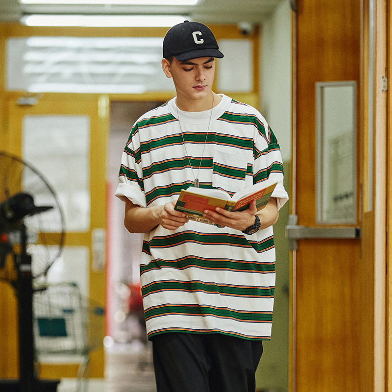 China ECOGARMENTS cityboy thick contrast stripe short sleeve men Manufacturer, Companies